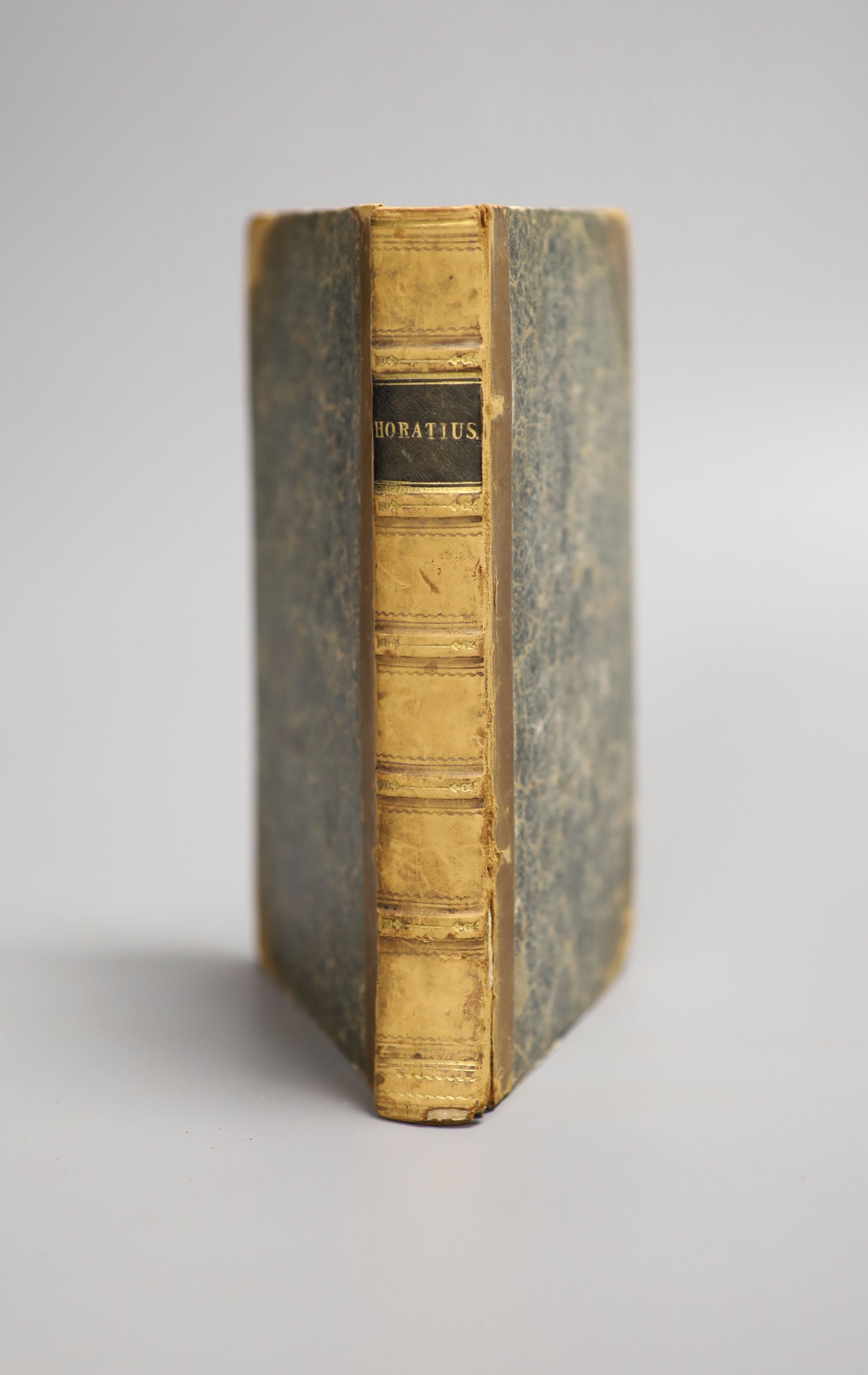 Cunningham, Alexander (editor) - Q. Horatii Flacci Poemata, vol 1, (of 2), 8vo, half calf, engraved frontispiece, Thomam Jonsonium, Hagar Comitum, 1721